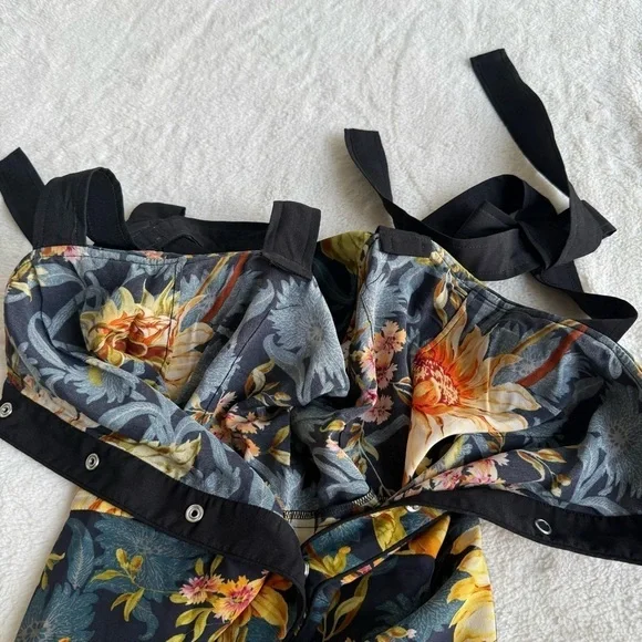 Sandro Matti Floral Orange Silk Sleeveless Shirt Midi Dress FR 34 US S (2-4) - Picture 8 of 10